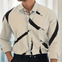 2024 Autumn Shirt Men's Formal Striped Shirt Slim Men's Casual Long Sleeve Shirt Men's Shirt Oversized 6XL Comfortable Shirt