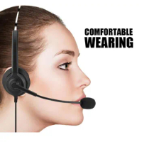 Call Center Telephone IP Phone Headset with Adjustable Boom Mic 4-pin RJ9 Modular Connector