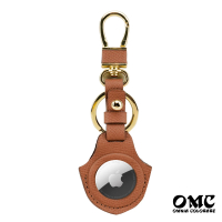 OMC AirTag 牛皮保護套/牛皮鑰匙圈/感應磁扣保護套2050-棕色(全開孔/半開孔)