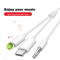 Audio Line For Lightning Type C to Aux Jack 3.5mm Kabel Splitter 1 Meter 2in1 Cable Car Stereo Speak