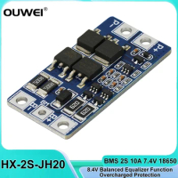 HX-2S-JH20 BMS 2S 10A 7.4V 18650 Lithium Battery Protection Board 8.4V Balanced Equalizer Function Overcharged Protection Good