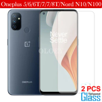 2Pcs screen protector Nord N10 5G Tempered Glass Safety Film For Oneplus 8 T 7T 5 6 7 T oneplus8 t Nord N10 N100 one plus 8 7 t