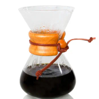 Classic Style Transparent Glass CHEMEX Coffee Brewer; Manual Coffee Maker for 1-3 people (400ml)