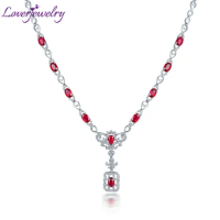 LOVERJEWELRY Luxury Diamonds Lady Ruby Necklace Special Design 18K White Gold For Women Party Fine Jewelry Christmas Wife Gift