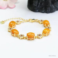 天然雞油黃老蜜蠟手串琥珀鑲嵌手鍊珠寶爆款飾品