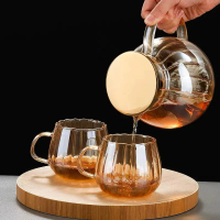 Teko Kaca Tahan Panas Api Pitcher | Ceret Teh Kopi Teapot Kettle Maker - 1.3 L with 2 Cups - YL13