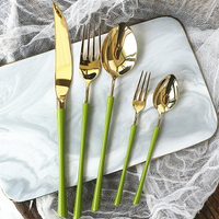 牛油果綠色小清新304不銹鋼刀叉勺主餐勺飯勺家用歐式高檔刀叉勺