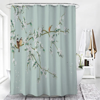 Flower and Bird Shower Curtain Waterproof Bathroom Decorative 3D Printed Fabric Decorative Shower Cu
