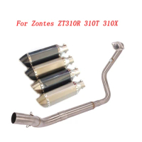 Slip On Motorcycle Exhaust Front Link Pipe And Muffler Stainless Steel Exhaust System For Zontes ZT310R 310T 310X All Years