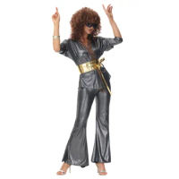 70s Disco Dazzler Costume for Women Party Disco Outfit Women Hippie Halloween Costume for Women with Disco Diva Flare Pants