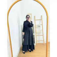dress wanita ALEA DRESS BAHAN CERUTY SET BRUKAT 2IN1 FREE BELT SETELAN TUNIK WANITA KEKINIAN GAMIS L