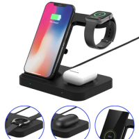 15W Fast Wireless Charger For Apple Watch AirPods Pro iPhone XR 11 XS Max Samsung Galaxy Gear Buds S20 S10 Note 9 8 Dock Station
