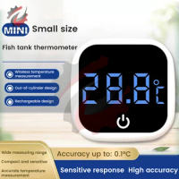 Aquarium Thermometer LCD Digital Fish Tank Mini Thermometers Type-C Rechargeable Temperature Tester Monitor Self-Adhesive