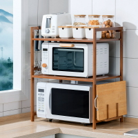 置物架 置物櫃 十一維度廚房收納架楠竹微波爐置物架家用臺面烤箱架調味品架實木