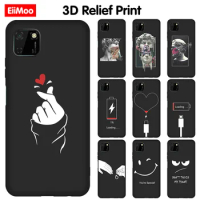 Silicone Case For Vivo Y20 Y20S Y20i Y90 Y91C Y21 Y31 2021 Y33S Y1S Y21S Y11S Y12S V21E 5G Cartoon Pattern TPU Matte Black Cover