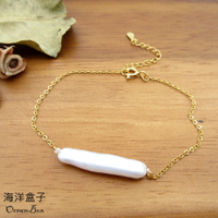 §海洋盒子§優雅方形條狀炫彩巴洛克珍珠925金色純銀手鍊.精緻鍍金.女用手鍊