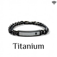 GAWUNG Gelang Titanium Rantai Pria Titanium Steel Gelang Hitam Silver Cowok Aesthetic GGRT