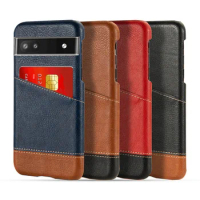 Luxury Case For Google Pixel 6A Case Mixed Splice PU Leather Credit Card Holder Cover For Pixel 6a Cover For Pixel 6a 6 A Coque