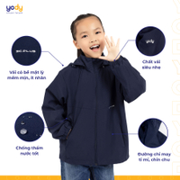 Áo khoác gió YODY cho bé phối lưng, áo gió 2 lớp ấm áp siêu nhẹ, cản gió, cản bụi chống thấm nước 3C PLUS (10-13 tuổi) AKK5023