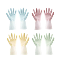 【沐日居家】防水漸層乳膠手套 防水手套 洗碗手套 家用清潔手套(手套 三色 橡膠 PVC)