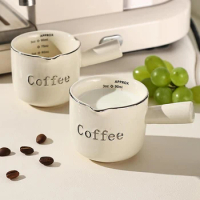 NEW 1PC 3 Oz/90ml Ceramic Measuring Cup Espresso Extract Mug Spinner Milk Mug With Scale Kitchen Tools