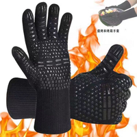 耐高溫手套 隔熱手套 防燙耐高溫800度防燙燒烤微波爐烤箱隔熱硅膠防滑BBQ防火燒烤防護手套