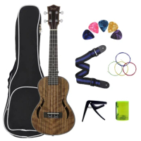 23/26 Inch Ukulele Walnut Musical Instrument for Concert Party 4 Strings Hawaiian Guitar With Pick Capo Strap Bag Accessory set