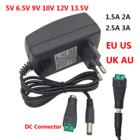5.5x2.5mm 5V 9V 10V 13.5V 12 Volt Power Supply 6.5V 1.5A 12V 2A 2.5A Plug UK AU 12V 3A Power Adapter DC Terminals Connectors