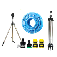 【知家家】灑水器噴灌三角架 可調升降 灌溉定時器 澆水噴灌(360度自動旋轉帶三腳架附40米水管)