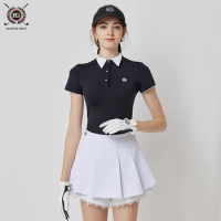 New Golf Clothing Ladies Short Sleeved T-shirt Spring/Summer Breathable Sports Tops Girl's Tennis Skort Golf Wear for Women