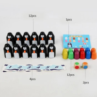 Wooden Memory Match Memory Chess Teaser Toy Penguin Memory Game