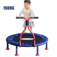 40" Foldable Kids Trampoline Adjustable Armrests Fitness Jumping Trampoline Anti-slip Indoor Kid Exercise Toy Gift Bearing 150KG