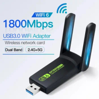 1800Mbps WiFi 6 USB Adapter Dual Band 2.4G/5GHz Wireless WiFi Receiver USB 3.0 Dongle Network Card For Laptop PC Win 10/11