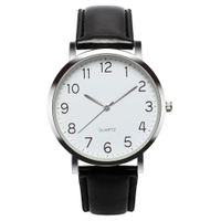 นาฬิกาผู้ชาย Simple Business og Alloy Vintage Quartz Watch Arabic Number Strap mal Round Dial Classic Black Leather Strap