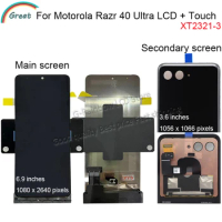 AMOLED Second External LCD For Motorola Razr 40 Ultra Display Touch Screen Digitizer For Moto Razr 40 Ultra Main LCD