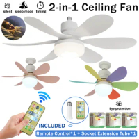 LED 40W ceiling fan light E27 with remote control for dimming, suitable for living room, study, household use, 85-265V