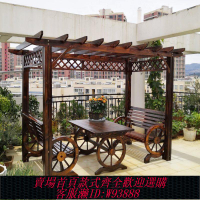 室外木屋涼亭庭院戶外防腐木葡萄架爬藤架桌椅簡易實木長廊架亭子