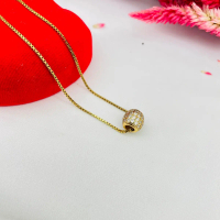[Free cincin] Kalung rantai itali titan liontin bola kuning. Panjang 45 cm Perhiasan Hadiah