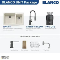 Kitchen Sink Bak Cuci Piring Granit 2 Lubang BLANCO Silgranit NAYA 8 Paket BLANCO UNIT dengan Keran