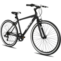 New Aluminum Hybrid Bike, Shimano Drivetrain 7 Speeds, 700C Wheels Commuter Bike City Bike