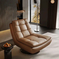 Leather Luxury Living Room Chairs Rotate Armless Elbow Support Lounge Sitting Room Chairs Single Modern Sillones Indoor Supplies
