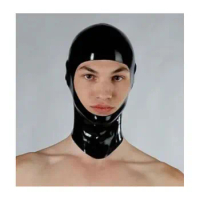 Handmade latex hood for man and women sexy latex rubber fetishism mask leaking face