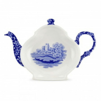 英國Spode 義大利藍 茶壺造型小碟