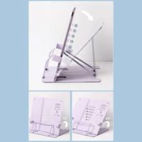 69HA Foldable Desk Book Holder Book Display Stand Portable Book Stand with Page Clip