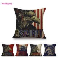 US Eagle Native American Retro Native Spirit Cafe Bar Home Decorative Cotton Linen Sofa Throw Pillow Case Cushion Cover