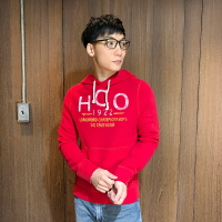 美國百分百【全新真品】Hollister Co. 連帽 長袖T恤 帽T 海鷗 上衣 HCO 男裝 紅色 S號 E304