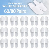 40/80Pairs Disposable House Slippers Closed Toe Spa Slippers Unisex Non-Slip Slippers Fit Size Bulk Pack for Guests Hotel