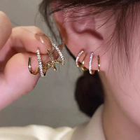 Hàn Quốc earing Claw Tai tóc Clip bong tai cho phụ nữ nhảy-prong thiết lập hàng Vàng tai thời trang 