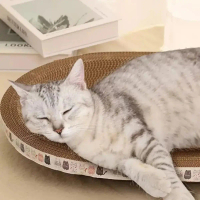 {DLGIFJIE} Oval Cat Scratch Board Durable Kitty Nest Integrated Cats Scratch Column Corrugated Loung