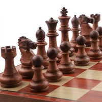 Wooden grain plastic international chess chess pieces portable folding chessboard size game training chess pieces I204